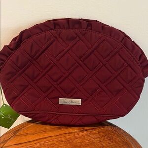 Raisin Large Ruffle Double Quilted Cosmetic Bag